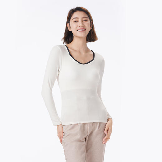 都市丽人保暖衣舒暖单件上衣螺纹双面磨毛中厚女士保暖衣单件上衣LWT5A1 商品图2