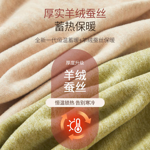 羊绒蚕丝保暖内衣女套装秋冬季加绒加厚修身简约打底秋衣秋裤学生保暖内衣 商品图4