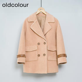 oldcolour冬款大衣复古卡其色毛绒短外套女DM46041063
