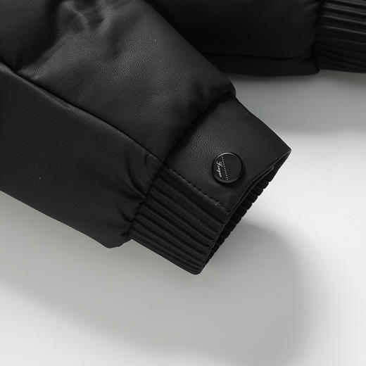 【皮羽绒】【可拆卸帽】【新款DTX】大依优型大码羽绒服皮夹克PU外套加肥加大肥佬休闲上衣男士胖子秋冬 商品图7