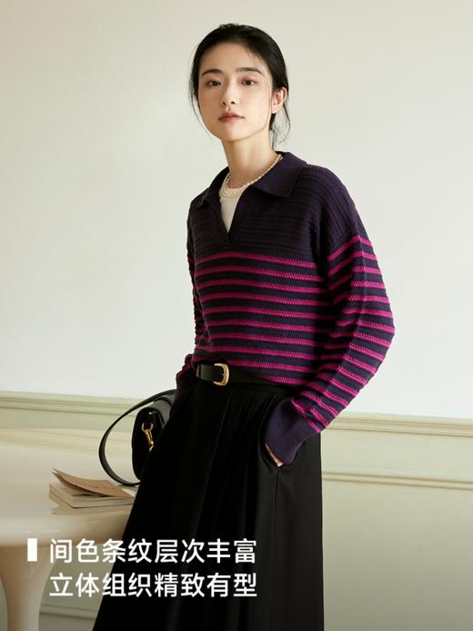 立体间色条纹POLO毛衫FCE3WST055 商品图1