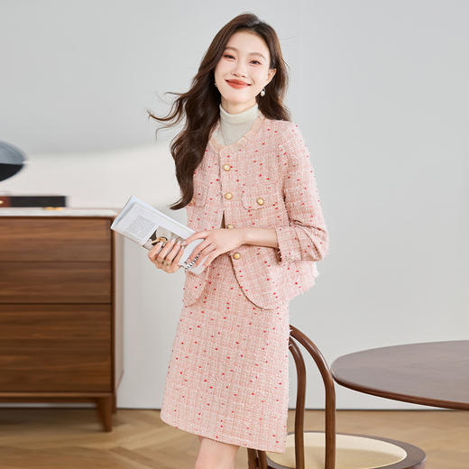 时尚休闲套装秋冬季新品女装小香风百搭印花外套半裙两件套XA7018 商品图1