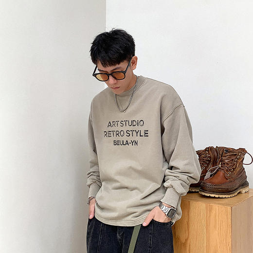 徐太浪美式高街字母套头卫衣男2024新款春秋潮牌男装内搭打底上衣 商品图1