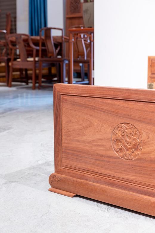 红桥红  家具严选  缅甸花梨（大果紫檀）【180 螭龙弯背素面 高低床 】 商品图7