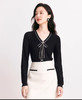 [顺丰包邮]珂莱蒂尔同款22510秋季修身V领套头绵羊毛拼接针织衫上衣171 商品缩略图0
