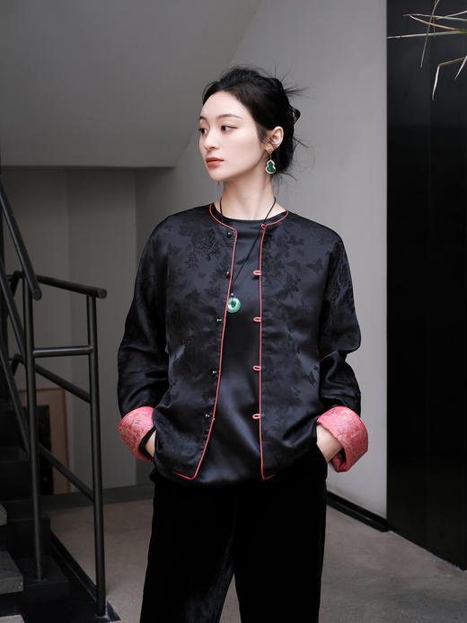 盛唐牡丹| 宋锦八达晕纹对襟外套 商品图8