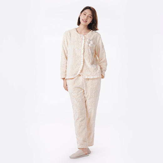 都市丽人睡衣生活家居长袖家居服法兰绒剪花厚女士法兰绒套装LHT1R8 商品图1