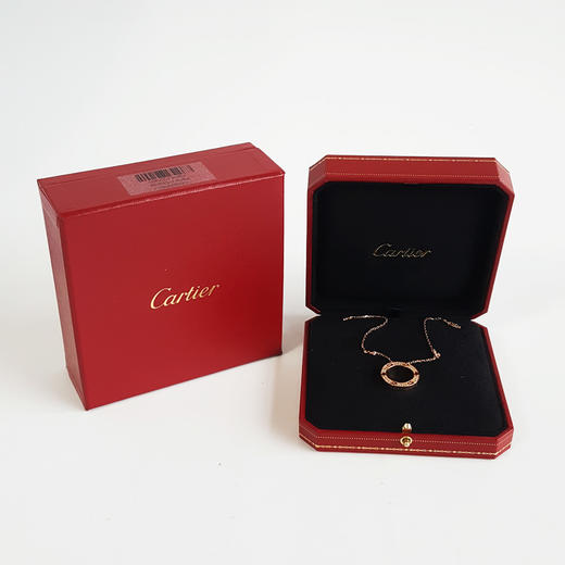 【95新】Cartier卡地亚LOVEB722452718K玫瑰金满钻大圆饼LOVE项链女士190924TJ03 现售价：38500 商品图1