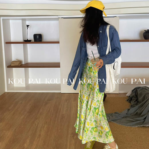 【顺丰包邮】31736 洛诗琳夏季温柔风真丝印花清新桑蚕丝缎面半裙1290 商品图2