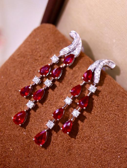 18K红宝石耳环 3.42ct 商品图3