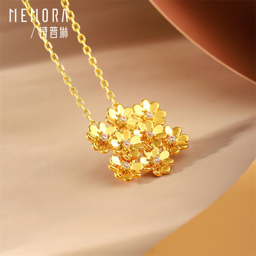【任选3件1998元】黄色18k金繁花盛开吊坠 镶嵌莫桑石挂坠女士礼物MEMORA诗普琳KPE03201（线上专供）一口价 商品图3