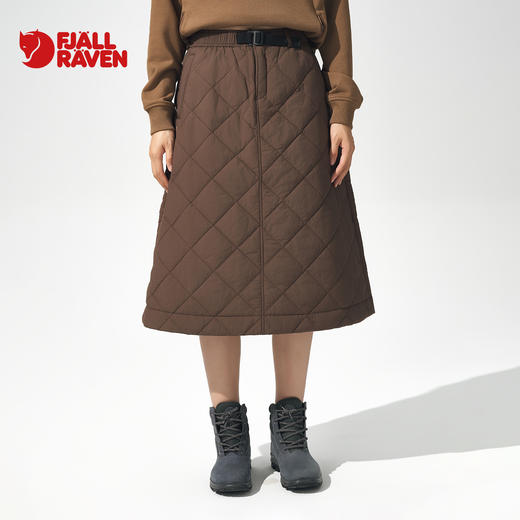 北极狐 女士棉质半身裙 秋冬菱格棉A字裙 2024过膝伞裙 05242282 商品图0