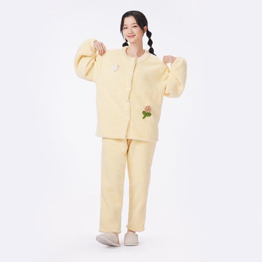 都市丽人睡衣会员精选长袖家居服仿半边绒厚女士半边绒套装LHT1N1 商品图1