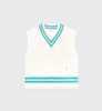 Sporty & Rich - SRC Cableknit Vest - Off White/Caribbean - 女装 - 背心 - 椰奶白 商品缩略图0