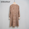oldcolour格子连衣裙高腰减龄时尚气质长袖中长裙女DN13103008 商品缩略图1