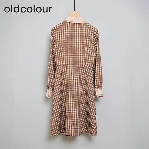 oldcolour格子连衣裙高腰减龄时尚气质长袖中长裙女DN13103008 商品图1