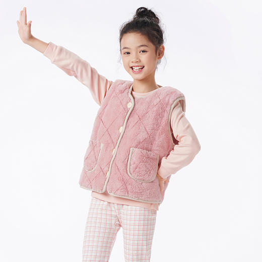 都市丽人眯雅佳睡衣夹棉系列无袖长毛绒夹棉加厚童装夹棉马甲上衣JHT7A1 商品图6