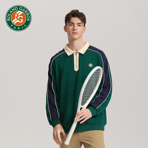 罗兰加洛斯法网官方正品 2023新款polo领复古半开襟运动情侣卫衣 商品图3