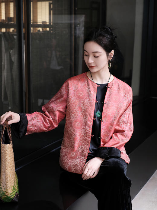 盛唐牡丹| 宋锦八达晕纹对襟外套 商品图0