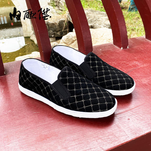 内联升手工女鞋布鞋坤千春秋格棉巾舌边8632A 商品图1