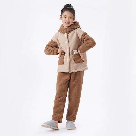 都市丽人眯雅佳睡衣亲情蜜语长袖泡芙绒厚童装法兰绒长袖长裤JHT9A7 商品图4