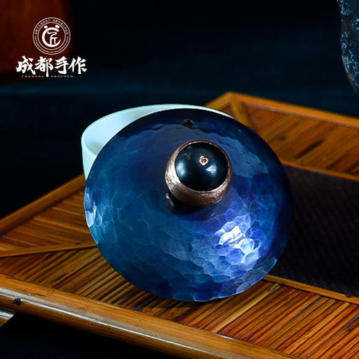 成都手作李小毛提梁胖墩铜壶 蓝彩釉 非遗工艺手工铜壶功夫茶具 商品图2