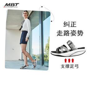 MBT足健康鞋女厚底休闲凉拖鞋 足弓支撑 增高提臀 防滑牛皮FASI