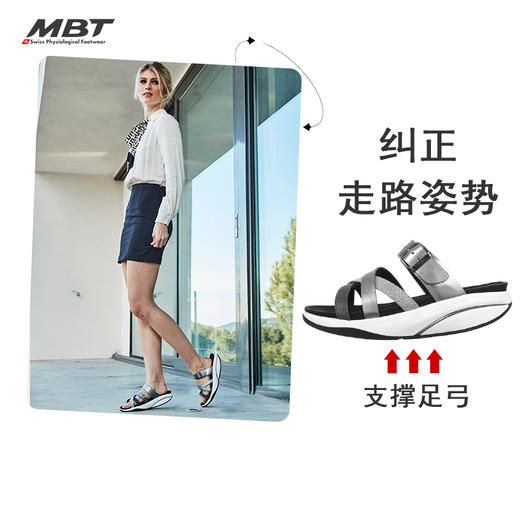 MBT足健康鞋女厚底休闲凉拖鞋 足弓支撑 增高提臀 防滑牛皮FASI 商品图0