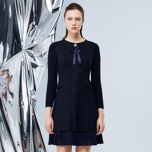 EITIE爱特爱冬季新品高腰修身显瘦裙摆拼接气质优雅连衣裙7607316 商品图3