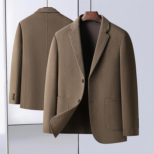 【100%绵羊毛】【新款DAB】大依优型品质绵羊毛双面呢大衣西服外套商务夹克男宽松加肥加大码上衣胖子正装休闲 商品图3