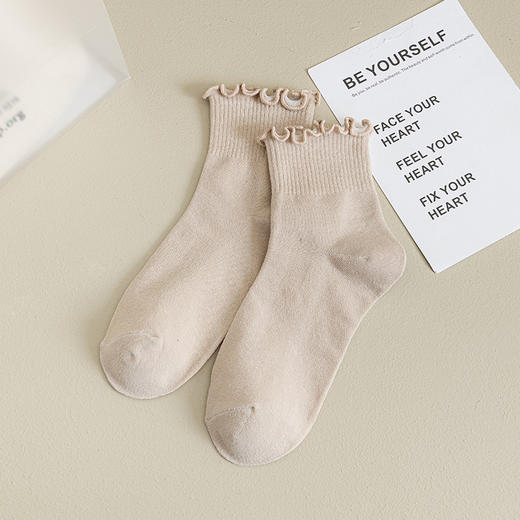 【学院风花边公主袜】袜子女春夏款木耳边短筒袜，透气好清爽无骨不硌脚，纯色简约风女士棉袜JK潮日系月子袜女袜QQ 商品图8