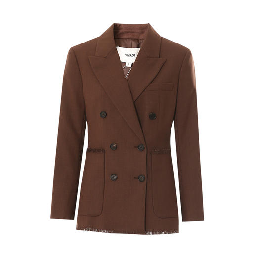 VIMAGE纬漫纪冬季新款复古设计感咖色休闲宽松挺括西装外套V2203810 商品图6