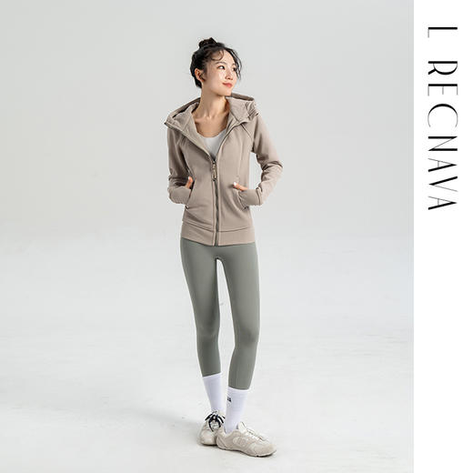 L RECNAVA [加绒卫衣] 长款拉链连帽加绒外套 全拉链方便穿脱 加宽螺纹下摆 带拇指扣 显瘦保暖 商品图9