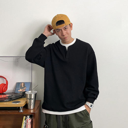 徐太浪设计感拼接假两件卫衣男秋装新款撞色上衣潮牌简约百搭外套 商品图2