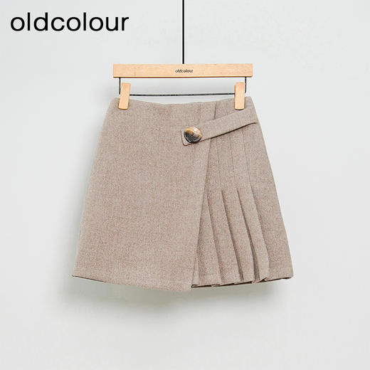 oldcolour半身裙简约时尚高腰显瘦A字百褶短裙女DL43061416 商品图0