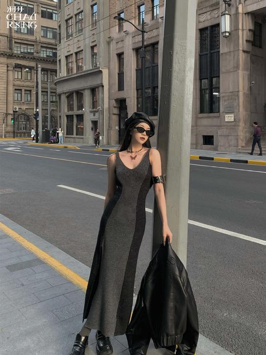 修身羊毛吊带连衣裙 商品图0