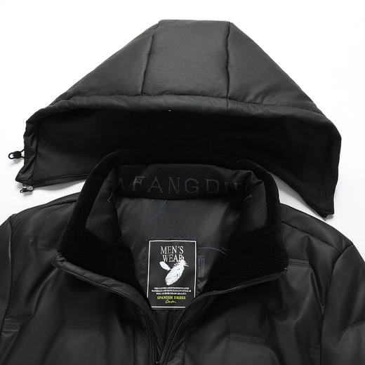 【皮羽绒】【可拆卸帽】【新款DTX】大依优型大码羽绒服皮夹克PU外套加肥加大肥佬休闲上衣男士胖子秋冬 商品图8