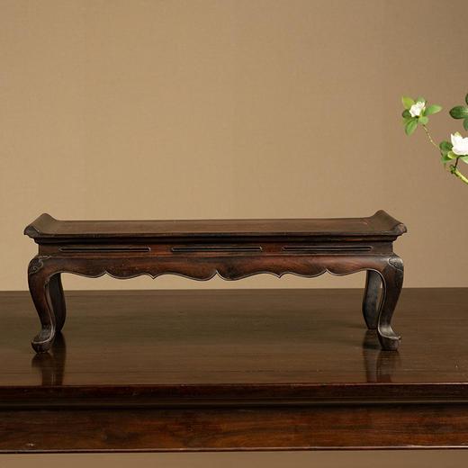 清 紫檀束腰三弯腿翘头案中案摆件 商品图0