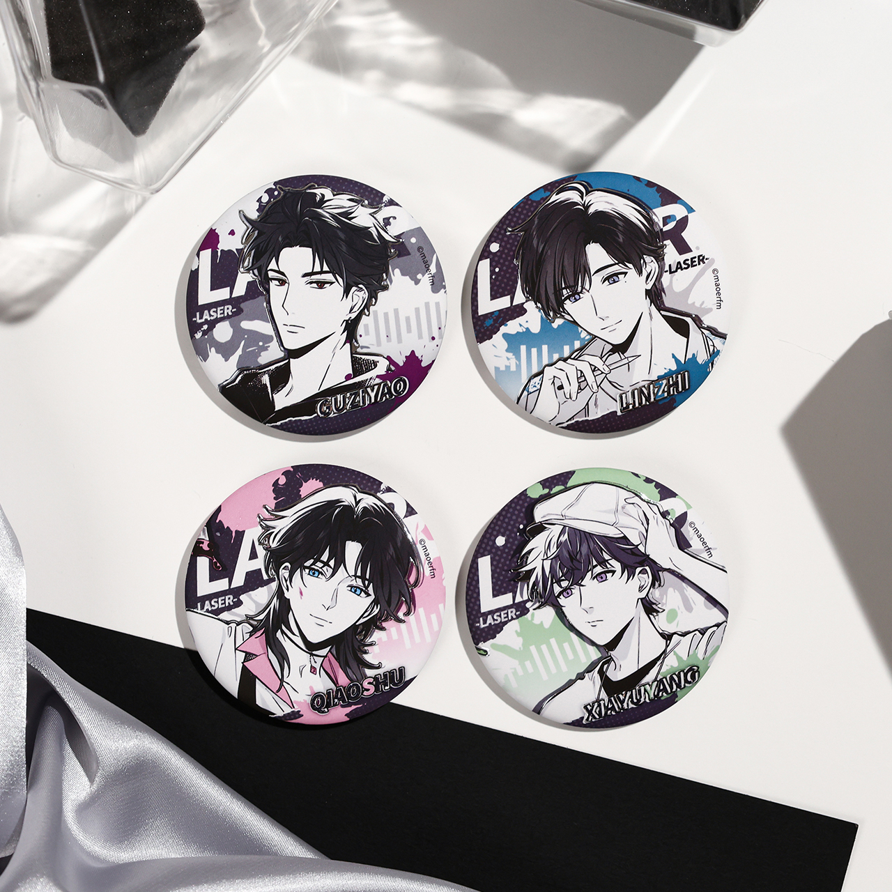 【现货】bilibiliGoods 猫耳FM LASER Inspired Sketch系列 马口铁徽章  顾子尧/林致/乔殊/夏予扬