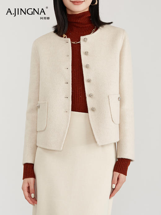 【商城同款】阿菁娜羊驼毛小香风高级感气质短外套F30D211063 商品图2