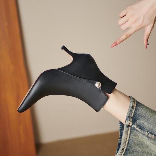 【预售5天】法式小短靴及踝靴尖头细跟侧拉链小跟靴优雅气质中跟时装靴YS&YSX7077 商品图3