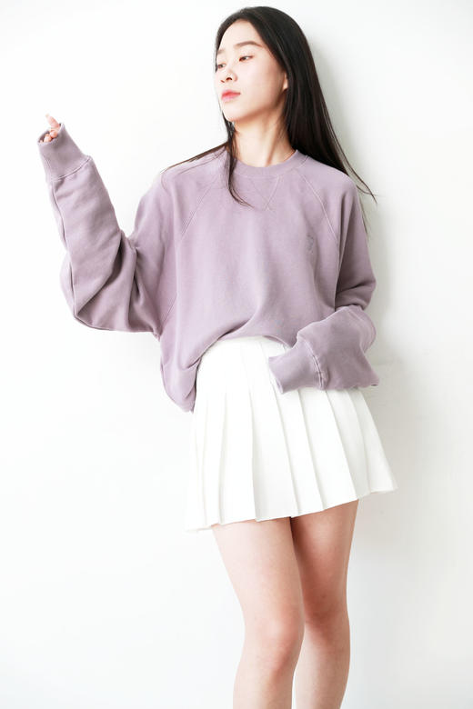 yyds慵懒感卫衣。胸口小标刺绣圆领丁香紫+古陶绿长袖外套A092768 商品图10