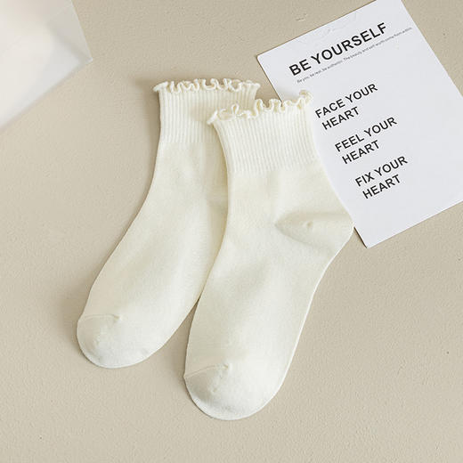 【学院风花边公主袜】袜子女春夏款木耳边短筒袜，透气好清爽无骨不硌脚，纯色简约风女士棉袜JK潮日系月子袜女袜QQ 商品图6