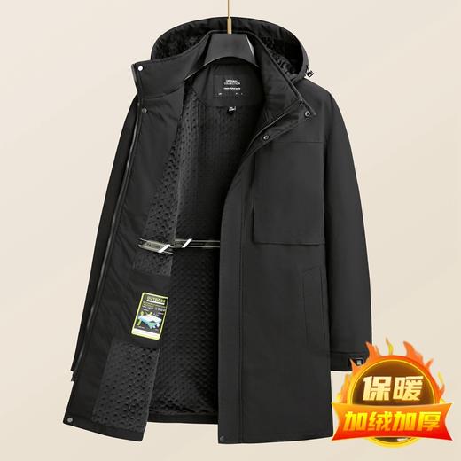 【可拆卸帽】【新款DSF】大依优型大码男装连帽长款棉衣加绒风衣夹克加肥加大休闲夹克胖子外套上衣 商品图3
