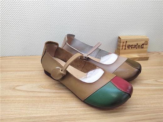 豪行春季新款23130111真皮复古休闲平跟女鞋单鞋皮鞋 商品图1