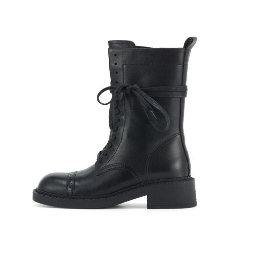 westory2024年秋冬新款优雅风厚底粗跟百搭短靴马丁靴S24DS84991 商品图3