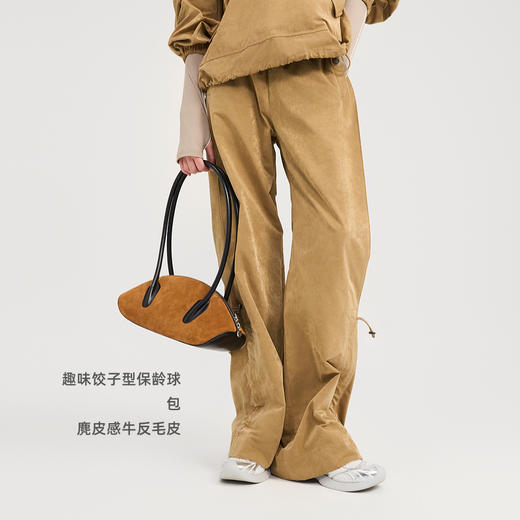 lost in echo2024秋季新款牛皮趣味饺子包大容量保龄球包腋下包女 商品图2