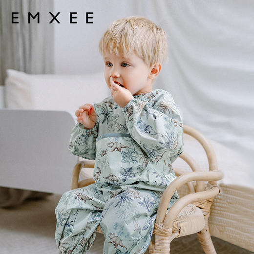 【口水巾】嫚熙婴儿连体罩衣宝宝爬行服防脏爬爬服一体式户外全身防脏爬爬衣 商品图2