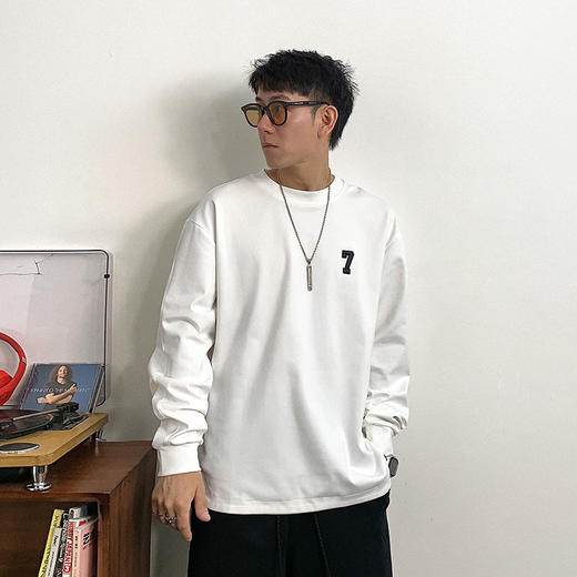 徐太浪美式刺绣字母印花圆领卫衣男春秋季潮牌高街拼接打底衫上衣 商品图3