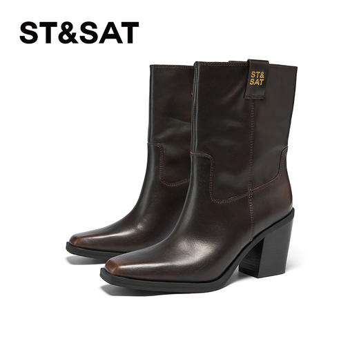 星期六复古方头潮流粗跟西部牛仔靴SSC4116421 商品图7